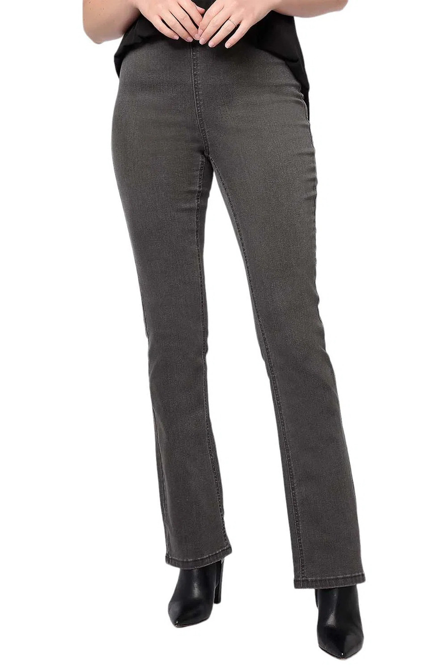 Denim & Co. Signature Perfect Flex Pull-On Jeans Dark Grey Wash - Petite